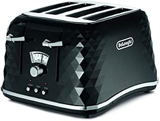 De'Longhi Brilliante 4-slot toaster, reheat, defrost & 6 browning settings, removable crumb tray, CTJ4003BK, Black