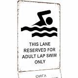 Adult Lap Swim Reserved Lane Aluminum Metal Sign 8 x 12 Inch