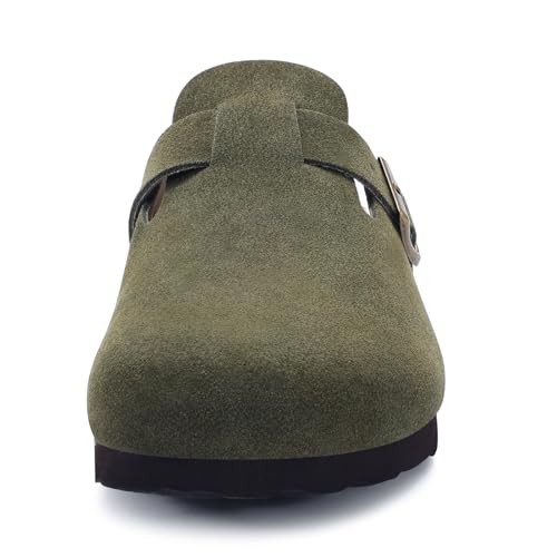 Image of Litfun Unisex Genuine Suede Clogs Comfort & Soft Cork Footbed Potato Shoes