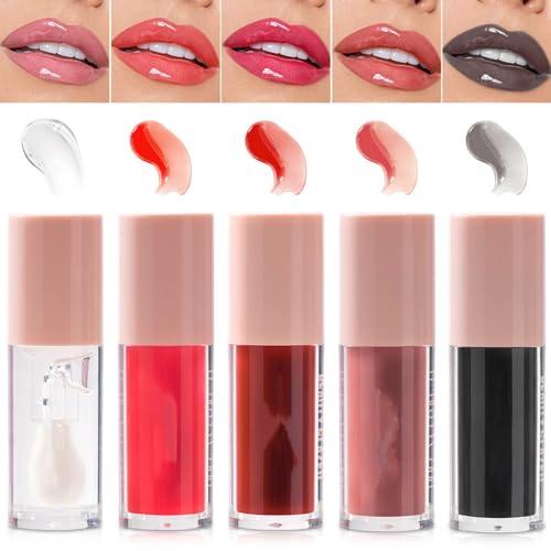 Maepeor Black Glossy Lipgloss 5 Colors Nourishing High-Shine Glossy Lipgloss Luscious-Colors Non-Sticky Shine Glossy Lipgloss thumb #6