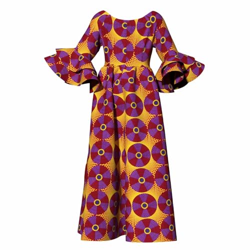 Image of iooiooi Womens African Print Party Maxi Dress Tradition Dashiki Ankara Long Dress & Headwrap