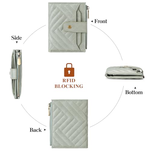 Image of FALAN MULE Small Wallet for Women Leather Bifold Compact RFID Blocking with ID Window