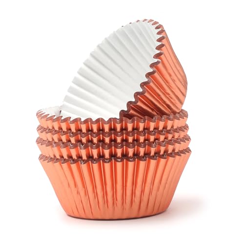 Image of Standard Champagne Gold Foil Cupcake Liners Muffin Baking Cups for Party and More, 100-Count
