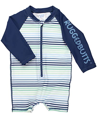 Image of RUGGEDBUTTS Baby /Toddler Boy Swimsuit, One Piece Zipper Rash Guard Sunsuit with UPF 50+ Sun Protection