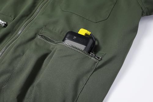 Work Uniform Jacket with Cooling Fans, Reflective Strip, Multiple Pockets, Available in Camo, Navy, Gray, Green4