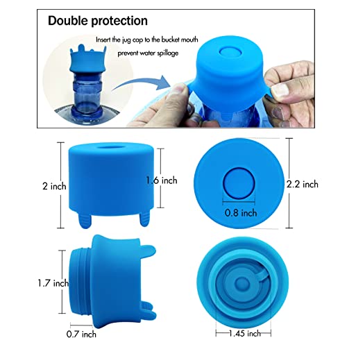 Image of 3 &5 Gallon Water Jug Cap,Food Grade Silicone Reusable Replacement Caps, Double Protection Caps fit all 55mm Bucket Water Dispenser Caps (3)