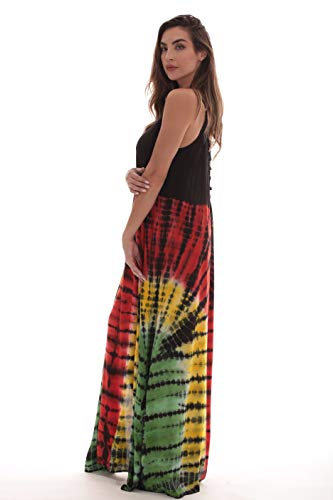 Image of Riviera Sun Women's Tie Dye Maxi Dress, Spaghetti Strap Open-Back Sundress and Beach Cover Up