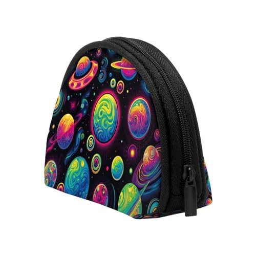 Portable Coin Purse Psychedelic-Planet-Pattern Mini Zippered Money Pouch Card Holder4
