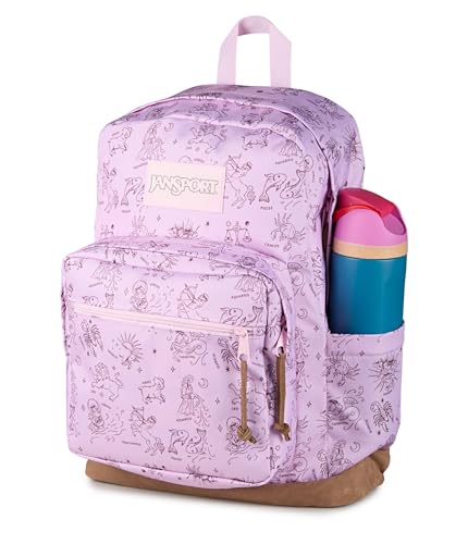 Image of JanSport Right Pack Backpack - Durable Daypack with Padded 15 inch Laptop Sleeve, Spacious Main Compartment & Integrated Water Bottle Pocket - Horoscope Horizons Pink Ice /Mahogany Haze