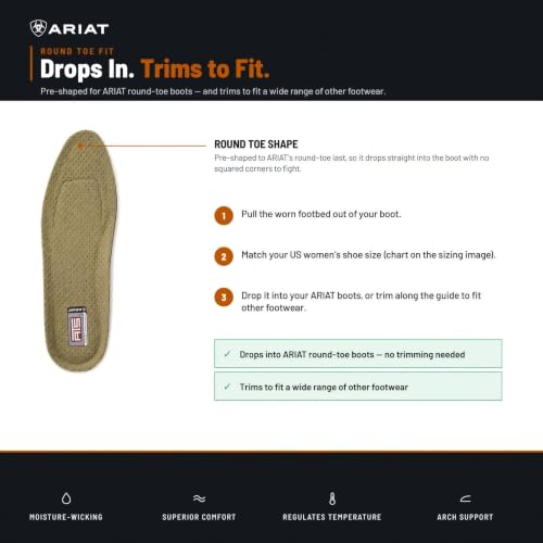 Image of ARIAT Women's ATS Round Toe Insole, Gel Cushion Footbed