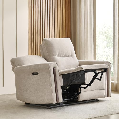 Image of Home Centre | Malinda Fabric 2 Seater Electric Recliners | Recliner Sofa for Living Room | Pine Wood | Beige | 1 Year Warranty