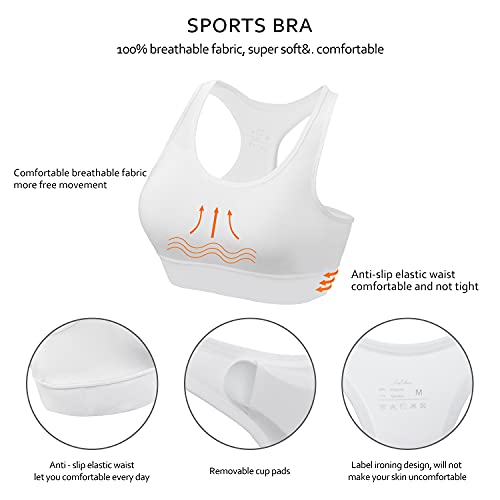 HBselect 3 stuks sportbeha bustier dames bralette natuurlijke vulling sportkleding katoen zonder beugel ademend joggen yoga jumping fitness - Image 4