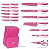 hecef 15 Pieces Kitchen Knife Set with Built-in Sharpening Wooden Block, Dishwasher Safe, High Carbon Stainless Steel Knife Block Set with Steak Knives, Kitchen Scissors, Hot Pink #1