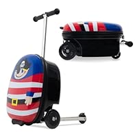 Kids Scooter Luggage 2-in-1 Ride On Suitcase with Wheels | Folding Hardshell Carry-On Luggage for Boys & Girls Ages 4-15 | Lightweight Travel Suitcase for Airplane, Check-In