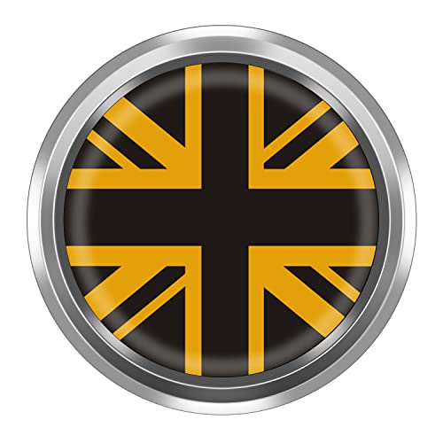 Image of 3D Front Bumper Grill Emblem Badge Chrome Cover for R50 R52 R53 R55 R56 R60 R61 F54 F55 F56 F57 F60 Car Accessories Decoration (Golden Union Jack)