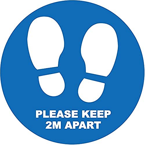 Image of 4 x please keep 2 m apart - social distancing landscape floor safety sign self adhesive vinyl weather proof label sticker - 10cm x 10cm - (SC-16)