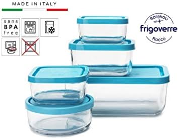 Bormioli Rocco Frigoverre Set of 5 Glass Food Storage Container Transparent 388840-SK5 Transparent