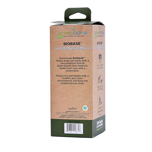Image of Greenbone BioBase Pet Waste Bags- 10 Rolls (120 Refills) 13 Inch x 9 Inch - Odor and Leak Proof