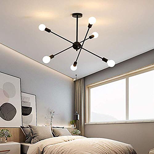 PXY-Modern-Sputnik-Chandelier-6-Lights-Brushed-Brass-Chandelier-Mid-Century-Pendant-Lighting-Gold-Ceiling-Light-Fixture-for-Hallway-Bar-Kitchen-Dining-Room-Black-6-HeadBlack