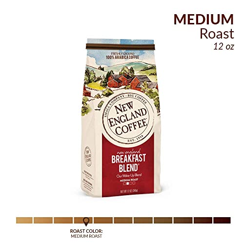 Image of New England Coffee Breakfast Blend Medium Roast Ground Coffee, 12oz Bag (Pack of 3)