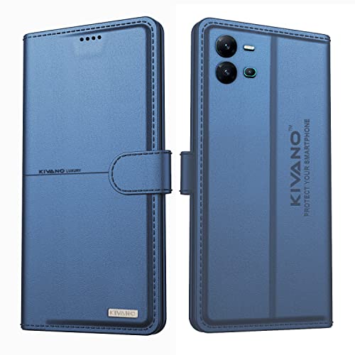 Image of KIVANO Vivo V25 Professional Series Wallet Case | Luxurious Design | Premium | PU Leather Flip Case Back Cover - Dark Blue