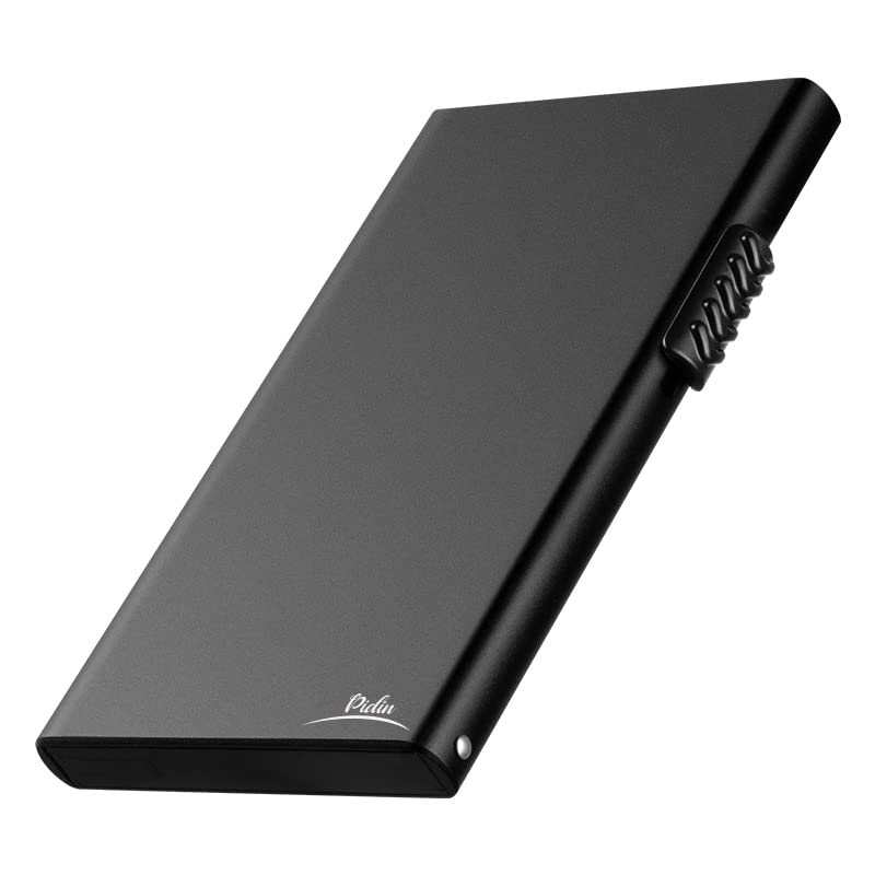 Pop Up Wallet, Slim Minimalist Credit Card Holder For Men And Women, Card Holder for 7 Cards, RFID Protection Ultra Slim Metal Wallet (Aluminum, black)2