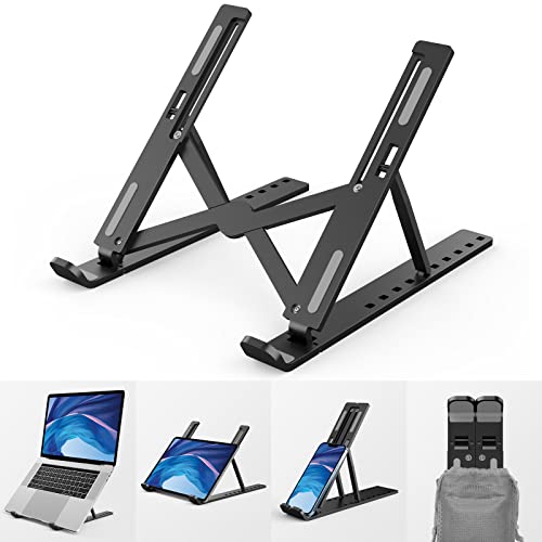 Buy MONADIKOS Adjustable Laptop Stand, Portable Aluminium Laptop Riser Laptop Holder For Desk Foldable Ventilated Cooling Computer Support Stand For Apple Mac Book Pro Air Hp Sony Dell More 10 15 6