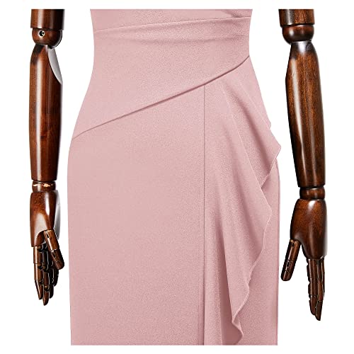 Image of Miusol Women's Deep V-Neck Ruffle Split Evening Prom Long Dress
