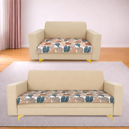 Image of Homerz Premium Printed Quilted Velvet Sofa Slip Cover Protector with Tassels, Sofa Mat, Exact Size, Antislip Cover (Folia, 5 (3+2) Seater, Half)
