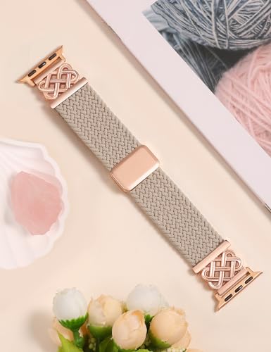 Image of TOYOUTHS Braided Magnetic Band Compatible with Apple Watch Bands 38 /40 /41 /42 /44 /45 /46 /49mm Women Men, Dressy Celtic Metal Stretchy Elastic Strap for iWatch Series 11 10 9 8 7 6 5 4 SE /Ultra 3 2 1