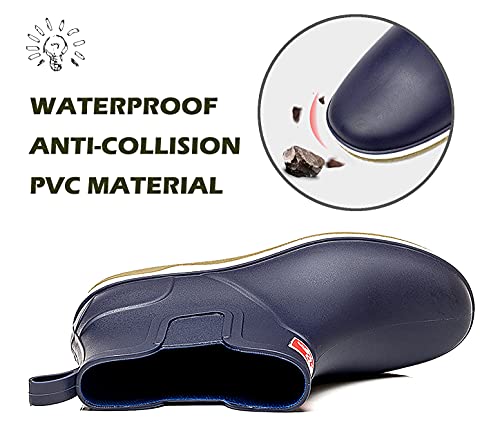 Quenloop Men’s Ankle Rain Boots Waterproof Chelsea Boots Slip-On Garden Work Shoes Rain Footwear 42 #TOP2