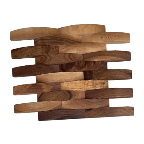 FytStycale 3D Wood Wall Panel Wood Wall Tile Elegant Wooden Paneling Easy Installation for Background Living Rooms Bedroom Decoration, Brown