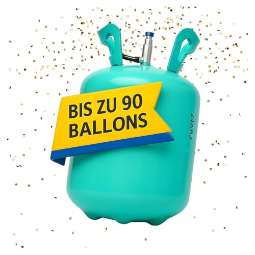 Ballongas [für 90 Luftballons]– Helium Balloon Gas für bis zu [90 Luftballons] – Ballongas - Helium Gasflasche XXL inkl. STAHLMANN ® Informationsblatt
