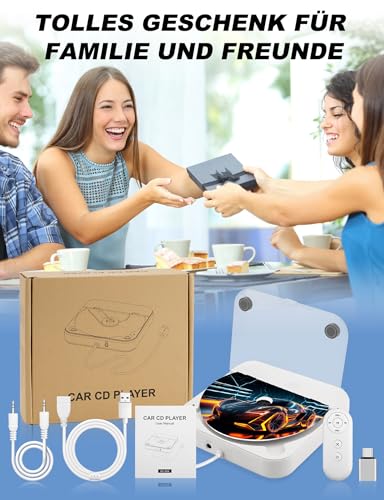 Auto CD Player Laufwerk mit USB-Anschluss - Extern Universal CD Player für Auto PKW LKW, Extra USB-Verlängerungskabel, Externes CD Laufwerk für Laptop, PC, Fernseher, kompatibel mit Android Autoradio