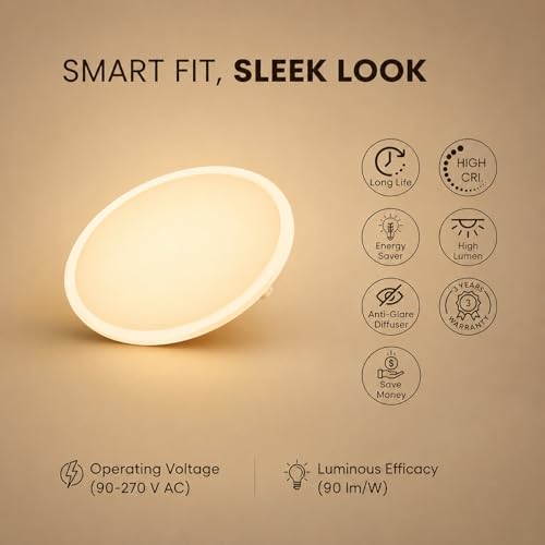 Image of Instapower Aluminium Recessed Ceiling Light Ultra Slim Round LED Downlight 2-Year Warranty (Warm White-24W)