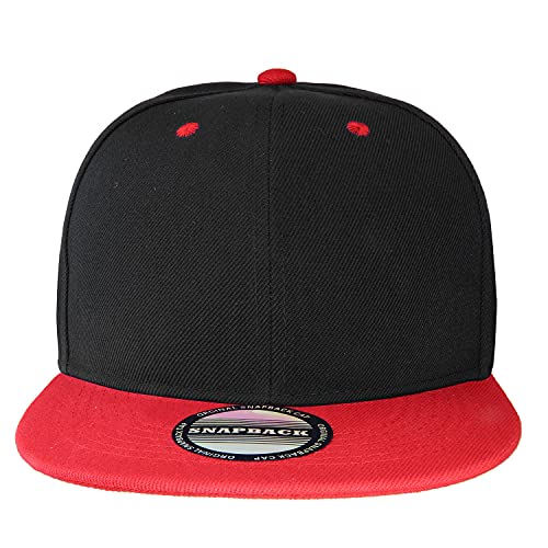 Image of Classic Snapback Hat Cap Hip Hop Style Flat Bill Blank Solid Color Adjustable Size