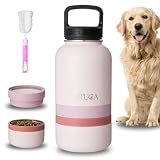 VITUCA Bebedero Perro Portátil 1L de Acero Inoxidable Aislado | Botella Agua Perro Ultra Resistente con Compartimentos para Comida o Premios | Sistema 2 en 1 para Paseo y Viaje