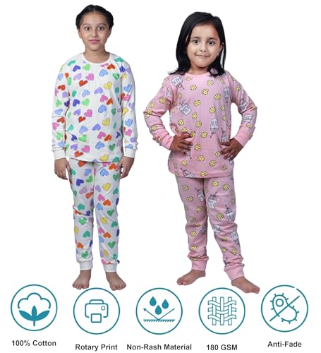 Image of Hestia | H.NSG.N.1 | Kids Girls Nightwear | Sleepwear | Cotton |Trouser Full Sleeves Tshirt | Elastic Waist |Night Dress with Pyjama Tshirts for Girls|All Over Horse Printed |Blue Color 4-6Yrs |Set 1