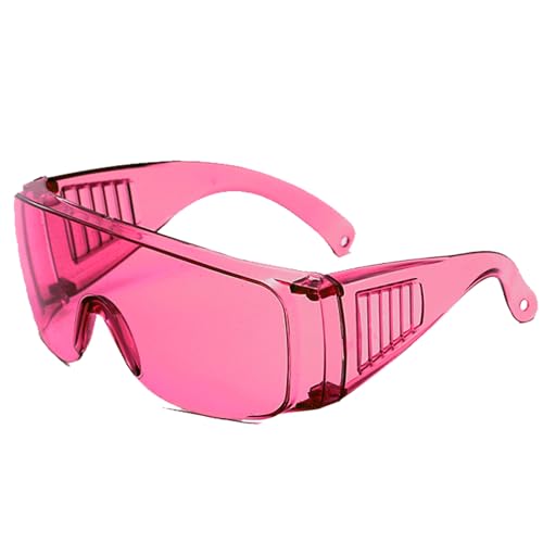SEIWEI Schutzbrille Laborbrille Überbrille mit Großem Sichtfeld für Brillenträger Baustelle, Werkstatt, Fahrrad-Fahren, Joggen und Industriearbeit (Rosa)