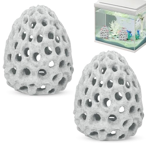 Image of HINGTAI Shrimp Dome Hide Betta Habitat Fish Tank Tunnel with Suction Cup Aquarium Fish Cave Hideout Ornament Accessories for Shrimp Guppy Hiding Resting White