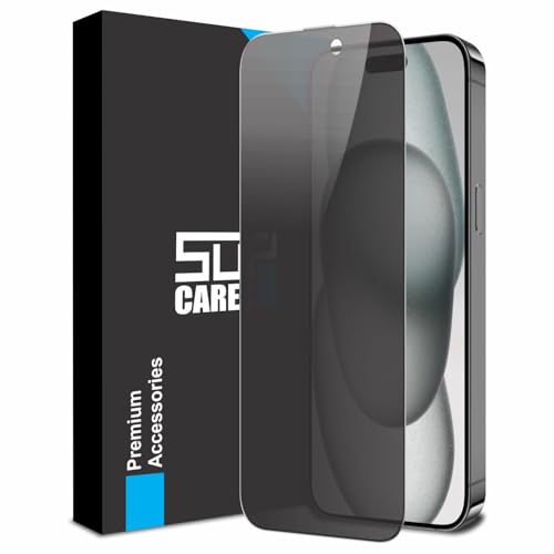 Image of SupCares Privacy Tempered Glass for iPhone 15 Plus and 16 Plus (6.7 Inch) With Installation Kit | Military-Grade Gorilla Screen Protector | Edge to Edge Coverage | Black