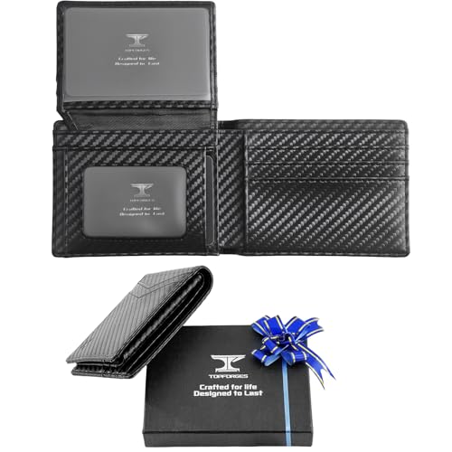 Bifold Wallet for Men-RFID Blocking Large Capacity 12 Card Slots Mens Wallet with 2 ID Windows and 2 Cash Pockets Strong Stitching Slim Front Pocket Design Includes Gift Box Black