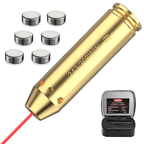 Darkfang 243/308 Bore Sight Laser Easy Adjust and Zeroing Optics Bore Sighter with 2 Sets Batteries for Scope Sighting