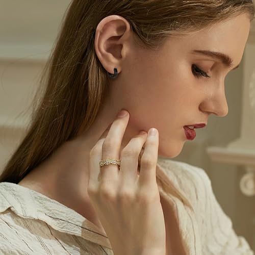 Minimalist Pure Titanium Hoop Huggie Earrings Round/Hexagon Earring, Dainty Plain Small Titanium Hoop Earrings Charms, Hypoallergenic Earring Jewelry Gifts for Women Girls Men Sensitive Ear4