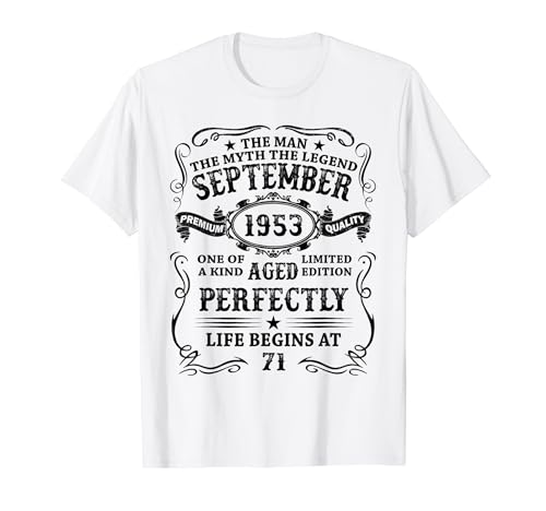 Vintage 1953 71 Años Cumpleaños Hombre Septiembre 1953 Camiseta