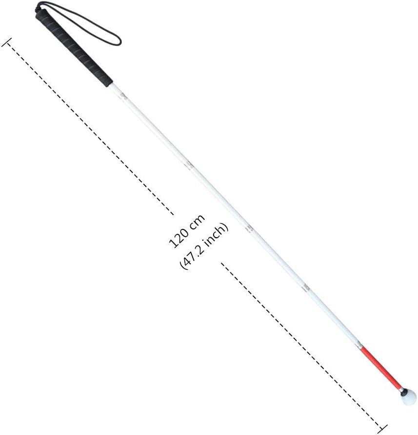 6-Section Aluminum Blind Cane,Reflective Red, Folding Walking Stick for Blind People (120 cm (47.2 inch), Black Handle) - Image 3