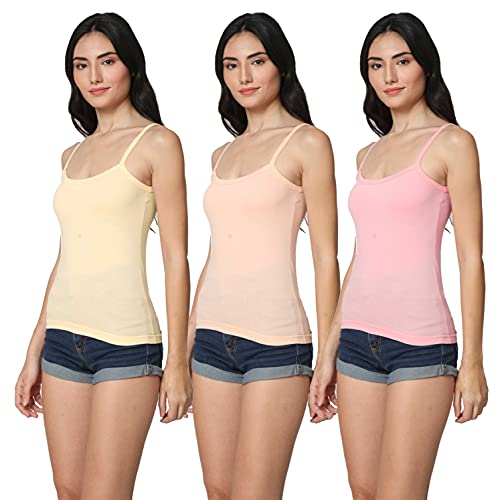 Image of Good Connection Women's Spaghetti Straps Plain Cotton Camisole Slip Seamless Tank Top