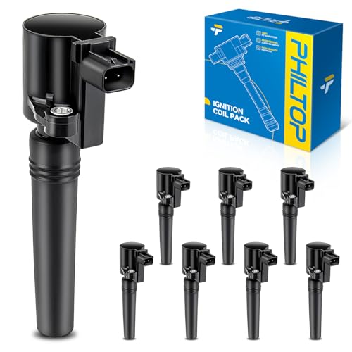 Image of PHILTOP Set of 8 Ignition Coil Pack Compatible with LS 2000-2006, S-Type 2000-2003, Thunderbird 2002-2005 3.0L 3.9L 4.0L 4.2L V8 Replacement for FD506 C1234 DG515 DG509