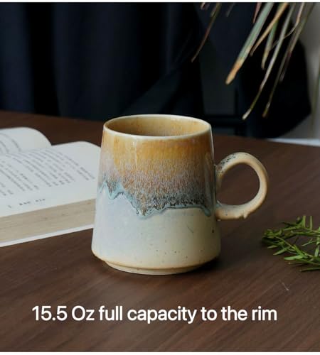 Taza de cerámica artesanal estilo japonés de 15oz miniatura 2