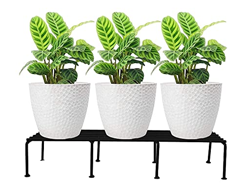 ORCHID ENGINEERS Metal Pot Stand, Flower Plant Stand for Balcony, Black, 70 cm Wide - Set of 4
